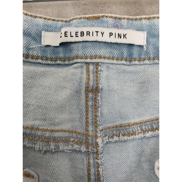Celebrity Pink, Womens, Cut-off Shorts, Distressed, Frayed Hem, Blue, Size 17/33 - Picture 3 of 10